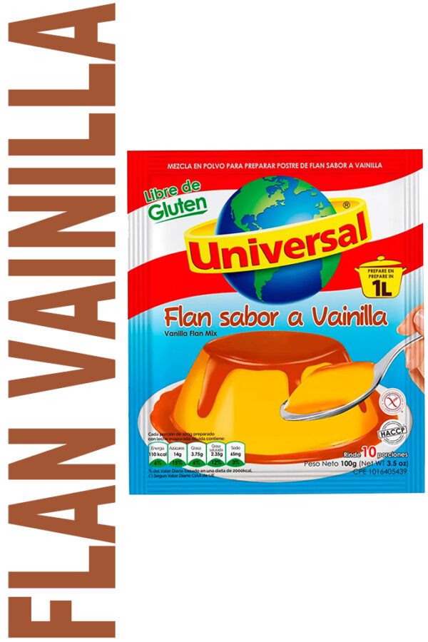 Flan Universal sabor Vainilla 100g.